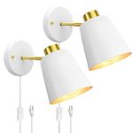 Plug in Wall Sconces 2 Pack Modern Wall Light with On/Off Switch White Wall Lamp with 5.9ft Plug in Cord Rotatable Industrial Wall Light Fixture for Restaurants Bedroom Bathroom