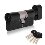 XFORT Colossus Matt Black 3 Star Kitemarked Thumb Turn Euro Cylinder Lock 35EX/35T (70mm), British Standard TS007 Anti-Snap Barrel Lock, Upvc Door Lock.