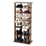 CASART 7-Tier Shoe Rack, Shoe Storage Organizer Stand Shelf, Detachable Board Multiple Layers, Vertical Shoe Tower for Narrow Closet, Entryway, Hallway and Bedroom (45 x 26 x 110cm, Coffee)