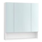 VASAGLE Bathroom Mirror Cabinet, Bathroom Cabinet with Mirror, Wall Mirror Cabinet, Open Compartment, Adjustable Shelves, 16.5 x 70 x 75 cm, Cloud White BBK129W01