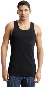Jockey Men's Cotton Vest (9922-0105-BLACK Black L)