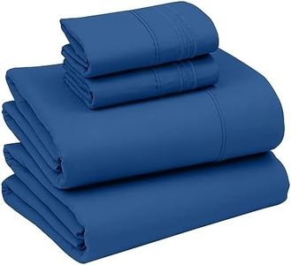 RUVANTI California King Sheets Set, Brushed Microfiber Sheets 4 Pieces (1 Fitted Sheet, 1 Flat Sheet, 2 Pillowcases), with 15-inch Deep Pockets, Lightweight & Compfy Premium Hotel Bedding, Royal Blue