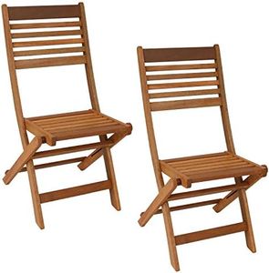 Sunnydaze Meranti Wood Outdoor Folding Patio Chairs - Set of 2 - Teak Oil Finish