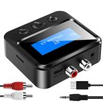 Bluetooth Transmitter Receiver - Bluetooth 5.0 Audio Receiver with Display, Wireless Audio Adapter for Home Stereo/Headphones/Speakers/Home Theater/TV/PC/Car, with TF Card/RCA/3.5mm/AUX Output