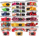 Skroam 52 Piece Airtight Food Storage Containers with Lids (26 Containers & 26 Lids), Plastic Meal Prep Container, Kitchen storage containers for Pantry Organizers and Storage with Labels & Marker