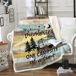 RV Camper Blanket 90"x90",Camping Throw Blanket Camping Decor,RV Travel Car Camping Fleece Blanket,Hand Drawn Wooden Plank Grunge Vintage Bed Blanket Camping Accessories for Inside Teal Yellow