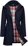 SaphiRose Women's Waterproof Rain Jacket Lightweight Raincoat Hooded Windbreaker Trench Coat(Navy BlueMedium)