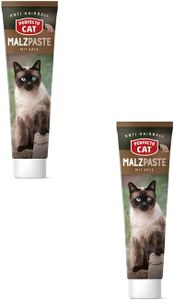 Perfecto Cat pâte de Malt avec Fromage | Paquet Double | 2 x 100 g | Complément Alimentaire pour Chats | Crème de récompense avec Malt, Fromage & Effet Anti-Boules de Poils | en Tube Pratique