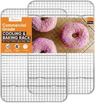 PriorityChef 18/8 Stainless Steel Cooling Rack, Heavy Duty Baking Rack For Oven Cooking, Fits Jelly Roll Pan, Wire Rack For Cooking, 10" x 14.7" - 2 Pack