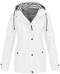 AAZJSS Womens Raincoats Waterproof with Hood Lightweight Windbreaker Jacket White Small