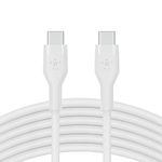 Belkin BoostCharge Flex silicone USB C charger cable, USB-IF certified USB type C to USB type C charging cable for iPhone 16, 15, Galaxy S24, S23, iPad, MacBook, Note, Pixel and more - 3m, white