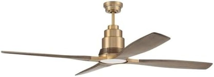 Craftmade RIC60BSB4 Ricasso Art Deco 60" Indoor Ceiling Fan with LED Light Kit and Remote, 4 Walnut Blades, Satin Brass