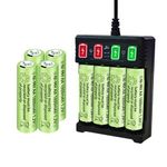 Fytoo 8PCS 1.2V 1800mAh Ni-MH AA Batteries &USB Charger for Wireless Microphone, Electric Toys,RC Mouse, Calculator, Shaver,Keyboard, Household Appliances, Solar Lights Rechargeable Batteries