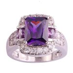 Psiroy 925 Sterling Silver Created Amethyst Filled Halo Promise Ring