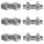 M5 Duplex Clamp 304 Stainless Steel Heavy Duty Wire Rope Clips Duplex Bolt Cable Clamp for Wire Rope Clotheslines Fixed Patio Hanging Sun Sails 6PCS