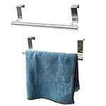 Over The Door Towel Rack, Kitchen Hand Towel Holder, Cabinet Door Towel Bar, Dish Towel Rack for Cabinet, Over Cabinet Towel Hanger for Kitchen Bathroom Cupboard, 2Pack (Stainless Steel)