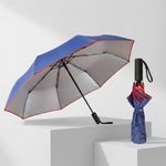 Lifelong Travel Windproof Automatic Umbrella for Rain | 2-Fold Sun Protection | 27” Big Size UV Protection Travel Umbrella for Woman and Man | Auto Open Waterproof for Rain (Blue)