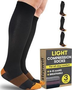 STEPWELL Light Compression Socks for Men & Women - 3 Pairs | Black with Copper | Soft Breathable 8-15 mmHg Compression Socks for Flying, Exercise, Comfort and Support-3P