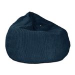 rucomfy Beanbags Large Corduroy Slouchbag - Plush Bean Bag Chair for Adults, Teens and Kids - Home Furniture Seating for Living Room or Bedroom - Machine Washable 110cm x 80cm (Navy)