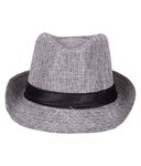 RR DESIGN Western Style Hat, Summer Fedora Hat,Fashion Straw Fedora/Golf/Bucket/Summer Hat and Caps for Men-Pack of 1-Free Size-(Fedora -Grey)