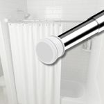 RAGGLE (105Cm To 190Cm) Shower Pole Extendable No Drill Tension Rods for Curtains Extendable Curtain Poles Shower Curtain Railfor Bathroom, Window, Door, Wardrobe (WHITE, 105-190CM)
