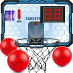 TREYWELL Basketball Hoop Indoor, Basketball Mini Hoop Pro Basketball Hoop Over The Door with Cool LED Lights, Boys Gifts Basketball Toys Gifts Room Accessories for Teen Boys 8-12