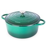 Cast Iron Dutch Oven with Lid – Non-Stick Ovenproof Enamelled Casserole Pot – Sturdy Dutch Oven Cookware – Dark Green, 7.3-Quart, 30cm – by Nuovva