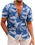 COOFANDY Hawaiian Shirt for Men Floral Beach Short Sleeve Shirt Mens Button Down Summer Casual Shirts M