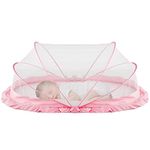 Lifekrafts Safemyles Foldable Baby Mosquito Net, Bottomless Net for Baby, for Safe & Easy Use | Ensures Your Baby'S Safe Sleep - Upto 2Years - Baby Pink