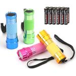 EverBrite 4-Pack LED Flashlight Mini Torch, 90mm Small Torches, Colorful Glow in Dark Torch Light, Camping Hiking Outdoors Party-Lightweight, Batteries Included