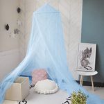 Eimilaly Bed Canopy Mosquito Net, Bed Canopy for Girls Room Decor - Insect Protection Hanging Canopy for Adults, Babies, Outdoor Camping, Blue/Single Door