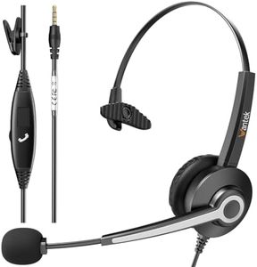 Wantek Headset with Microphone for PC Wired Headphones 3.5mm Headsets with Noise-Cancelling Microphone for Laptop - Computer Headphones with Mic in-line Control for Home