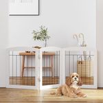 PAWLAND Wire Free Standing Pet Gate for Dogs, Foldable Dog Gate for The House Indoor, Step Over Pet Puppy Safety Fence, Doorway, Stairs, 80 Inch Wide, 24" Height 3 Panels, White