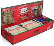 MaidMAX Christmas Wrapping Paper Storage Bag, 42 inch Gift Wrap Organizer Underbed Storage Box Container 600d Oxford Fabric Wrapping Paper Holder for Storing Rolls, Ribbons, Bows 42L x 14W x 5.5H