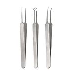 3pcs Acne Clip Facial Pimple Comedone Nippers Curved Straight Blackhead Tweezer Set Stainless Steel Blemish Tools