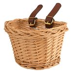 EIRONA Bicycle Wicker Basket for Kids Bike, Scooter, Tricycle, Stroller, Girl Rattan Basket, Kids Bike Accessories, Brown