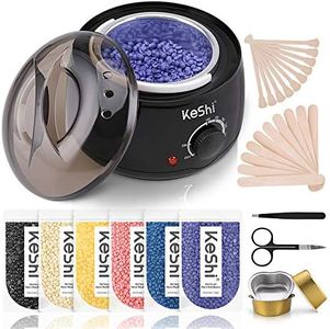 Brazilian Waxing Kit, KeShi Wax Warmer for Painless Hair Removal with 5 Bags Hard Wax Beans for Full Body, Legs, Face, Eyebrows, Bikini Wax for Women Men