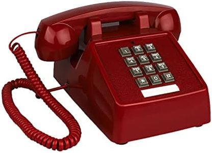 TelPal Landline Phones for Home Office Hotel School Corded Single Line Heavy Desktop Basic Telephone for Seniors Retro Classic Old Fashion Movie Decor Telephones with Loud Metal Bell Ringer (Red)