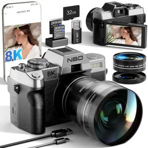 NBD 8K Digital Cameras for Photography with 180°Flip Screen, Dual-Lens
