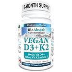 Vegan Vitamin D3 1000 IU + Vitamin K2 MK-7 Form (120 mcg). 150-Day Supply, 150 Vegetarian Capsules