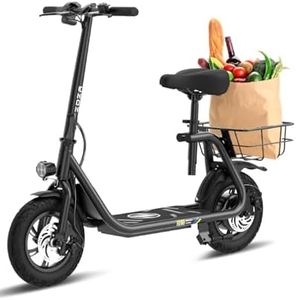 Electric Scooter with Seat ZD06, 800W Peak Motor, 20 Mile Range & 15.5 Mph, Key Start, Foldable E-Scooter with Carry Basket for Pets & Cargo, Electrically-Powered Motor Scooters