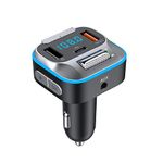 VeeDee Bluetooth FM Transmitter, TVARA T19 (November 2022 Model) PD + QC 3.0 TF Card + U Disk, Wireless 5.0 Colorful Atomosphere Light, Hands Free Calling Lossless Music