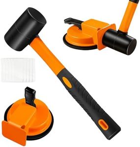 Floor Gap Fixer Tool Kit to Close Floor Gaps, Enhanced Suction Cup with 5 Reusable Sticky Pads Rubber Mallet, Suction Cup Gap Puller for Wood Floor, Laminate, Vinyl Plank, Hardwood (Complete Set)