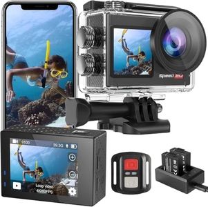 Hiicam Speed 20 Action Cam 4K60FPS 40MP WiFi Unterwasserkamera 40M Wasserdicht Ultra HD Touchscreen Actioncam 170° Ultra-Weitwinkel, EIS Stabilisierung, 5X Zoom,Fernbedienung und 2 Akkus 1350mAh