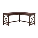 Bush Furniture Key West 60W Modern Farmhouse L Shaped Desk in Bing Cherry | 60-Inch Corner Table for Home Office