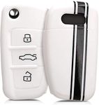 JVCV® Car Key Cover Compatible with Audi A1 A3 A6 Q2 Q3 Q7 TT TTS R8 S3 S6 RS3 Folding Key - Rally Stripe (White Black)