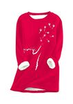 EFOFEI Women's Crew Neck Soft Loungewear Plus Fleece Warm Sweatshirt Teen Girls Sweatshirt Thicken Warm Pullover Tops Paw Red L