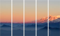 Inephos Multiple Frames Beautiful Mountain Peek Wall Painting (Multicolour, 150cm X 76cm)