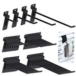 Keadic 32Pcs Slatwall Hooks Assortment Set 2/4/6/8 Inch Slat Wall Shelf Brackets Hanging Hook Heavy Duty Pegboard Gridwall Hooks Display Panel Hook for Garage Shop Retail (Black)