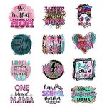 12Pcs Wife Mom Boss Iron On Decals for Clothing Mama Iron On Patches Washable DIY Heat Transfer Stickers for T-Shirt Jeans